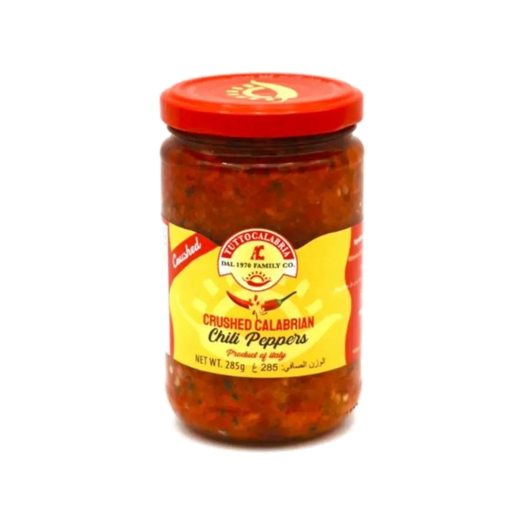 TUTTOCAL CRUSHED CALABRIAN CHILLI PEPPERS GLASS JAR 285G