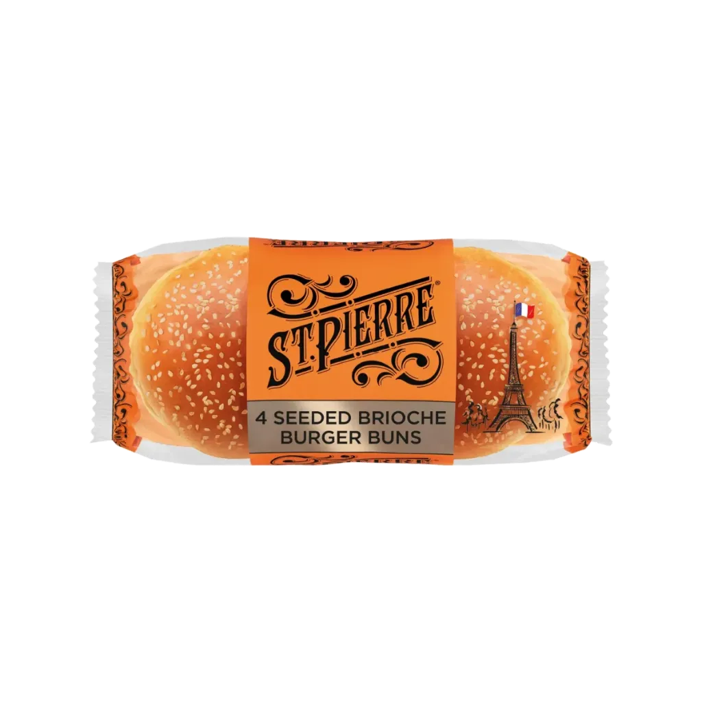 [14875] ST PIERRE 4 SEEDED BRIOCHE BURGER BUNS 250G