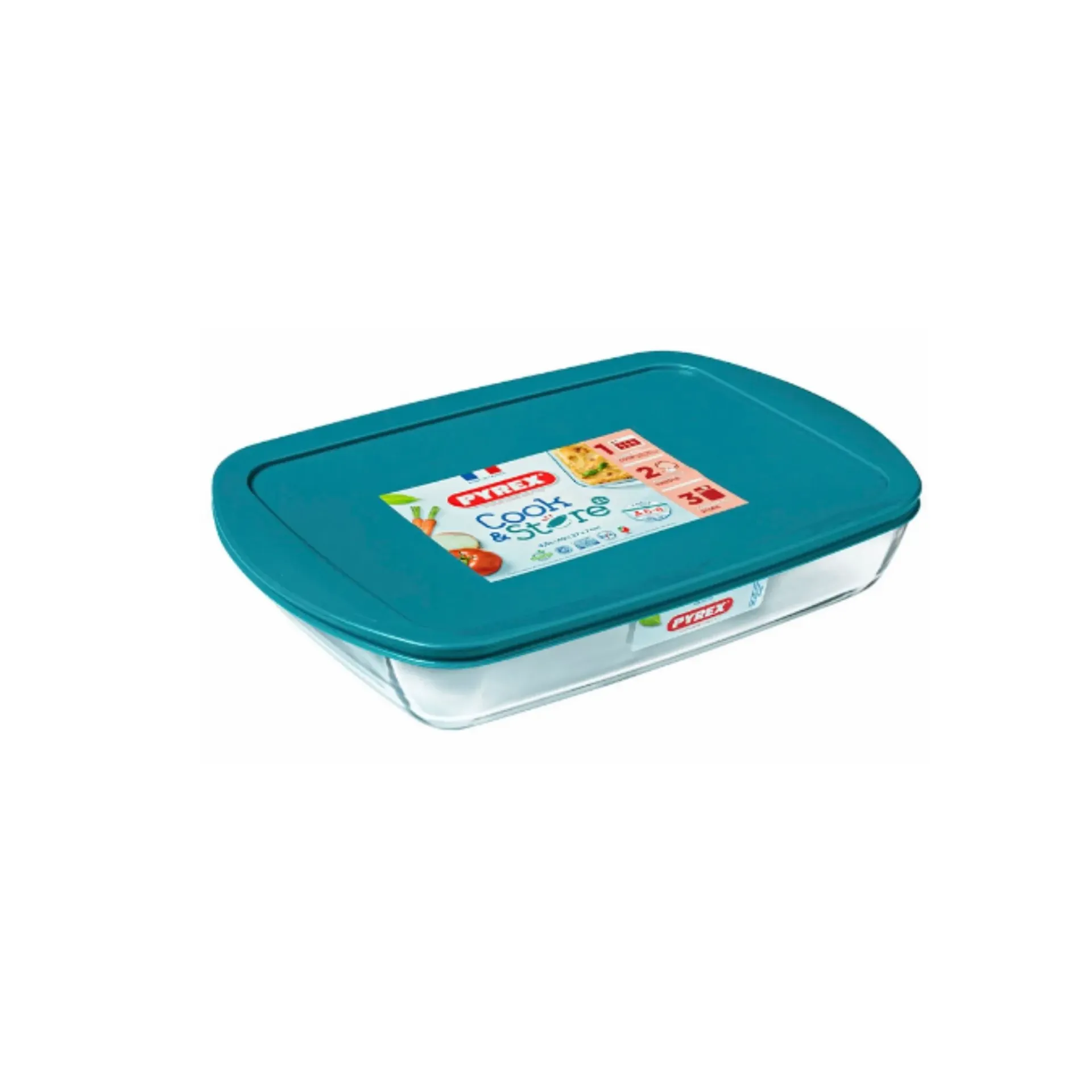 [240P002-N] PYREX COOK & STORE-XI REC ROASTER WITH LID 4.5L 40X27X7CM