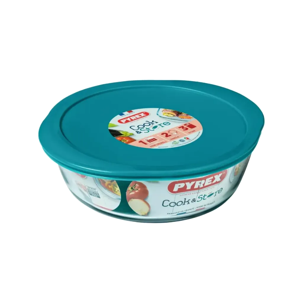[208P000-N] PYREX COOK & STORE ROUND W/ LID 2.3L 26*23*8CM