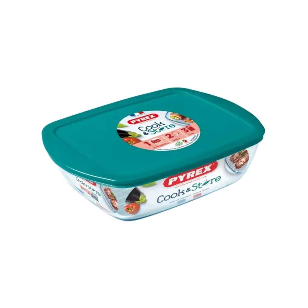 [215P000-N PYR-0097] PYREX COOK & STORE REC ROASTER WITH LID GREEN 1.2L