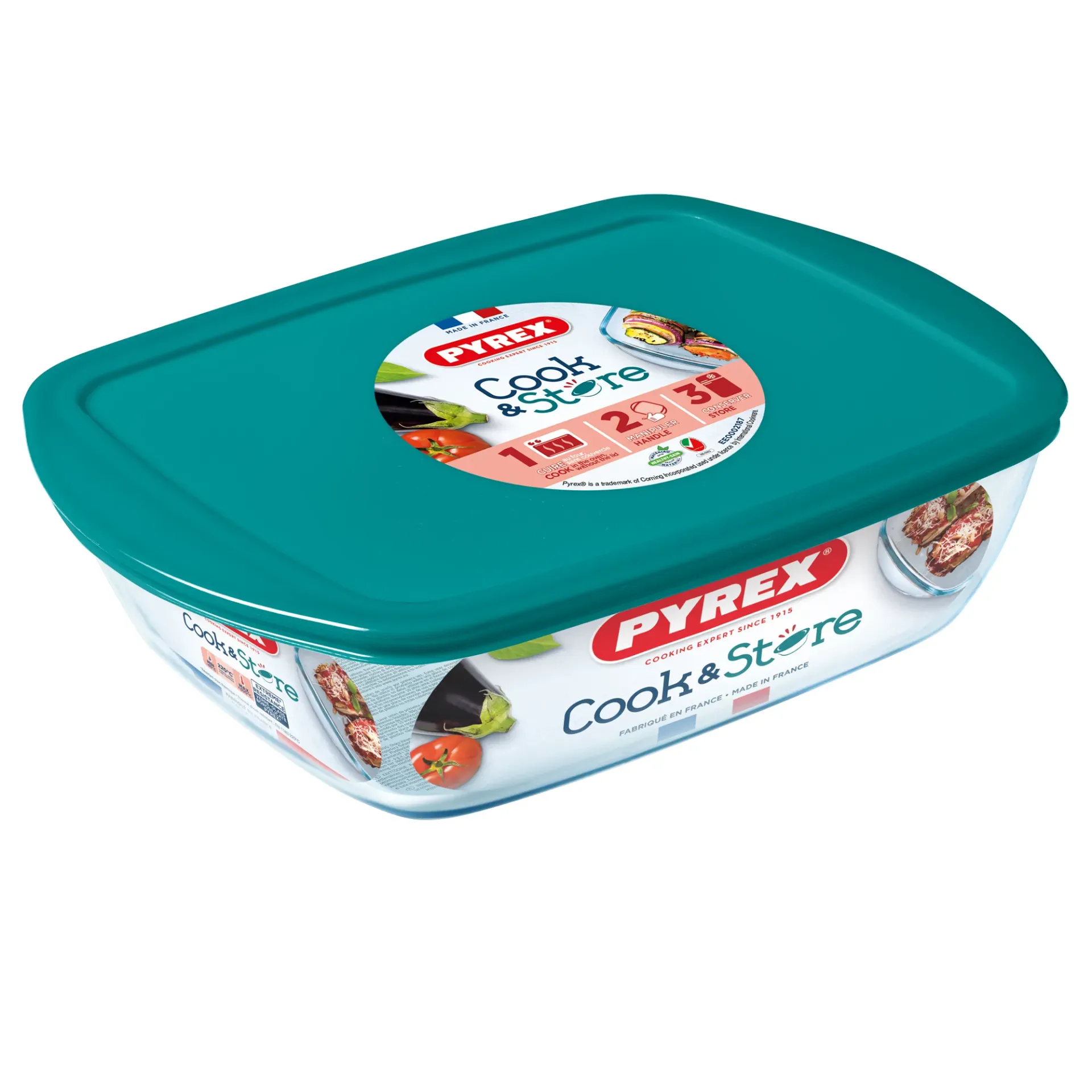 [216P000-N] PYREX COOK & STORE REC ROASTER WITH LID GREEN 2.5L