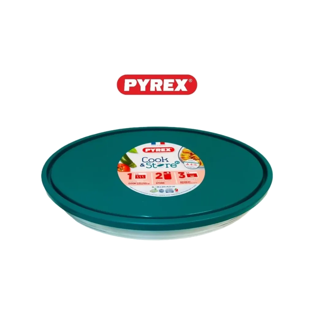 [346P002-N PYR-0021] PYREX COOK & STORE ROASTER W/ LID OVAL 3.0L XL