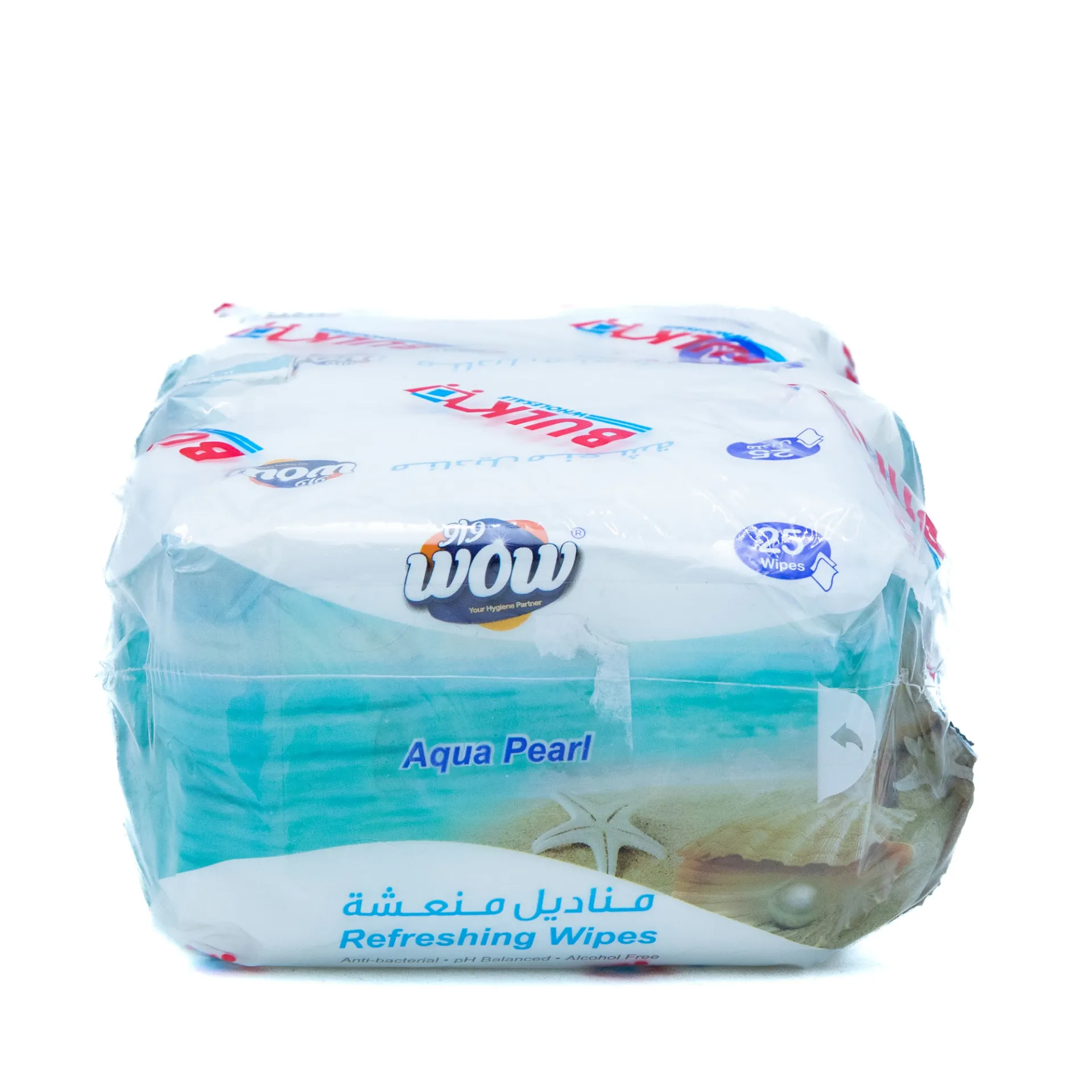 WOW REFRESHING WIPES AQUA PEARL ANTIBAC 25'S