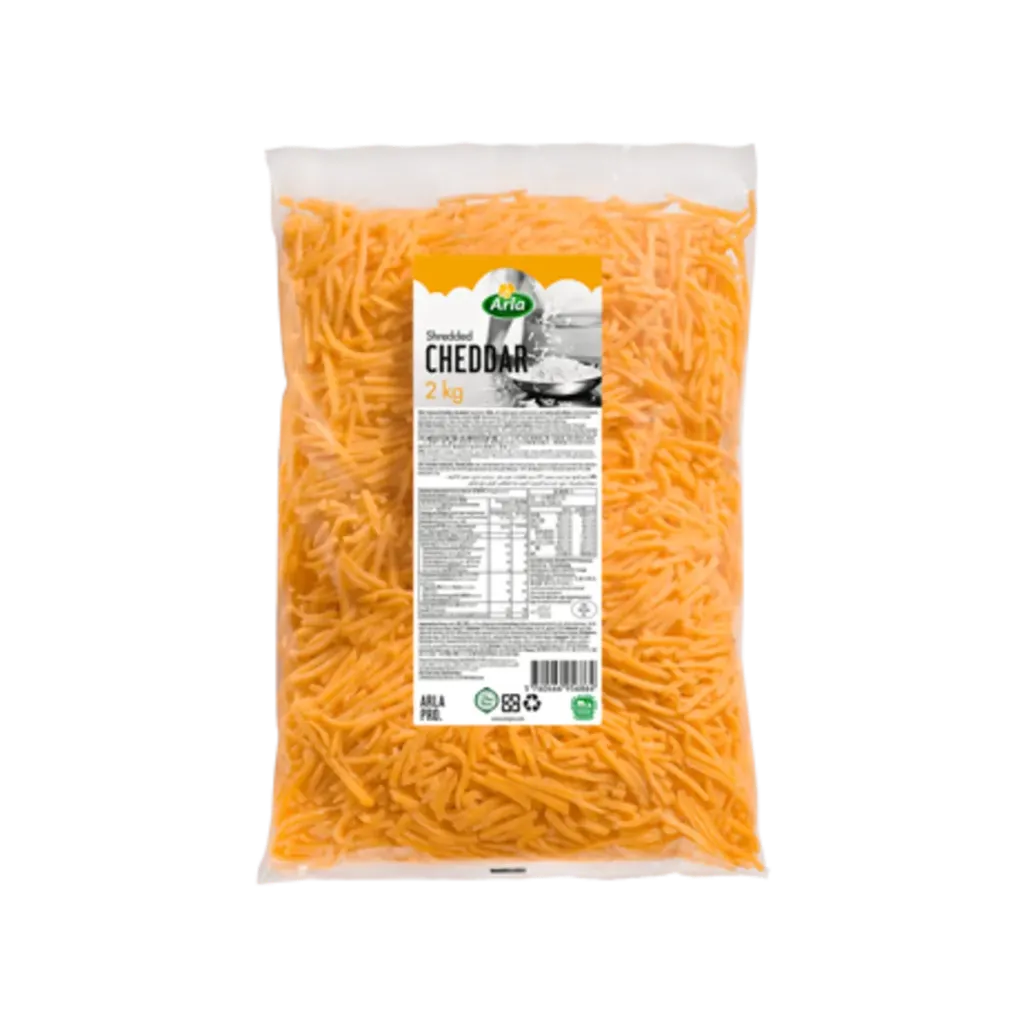 ARLA CHEESE CHEDDAR SHREDDED COLOURED 2KG