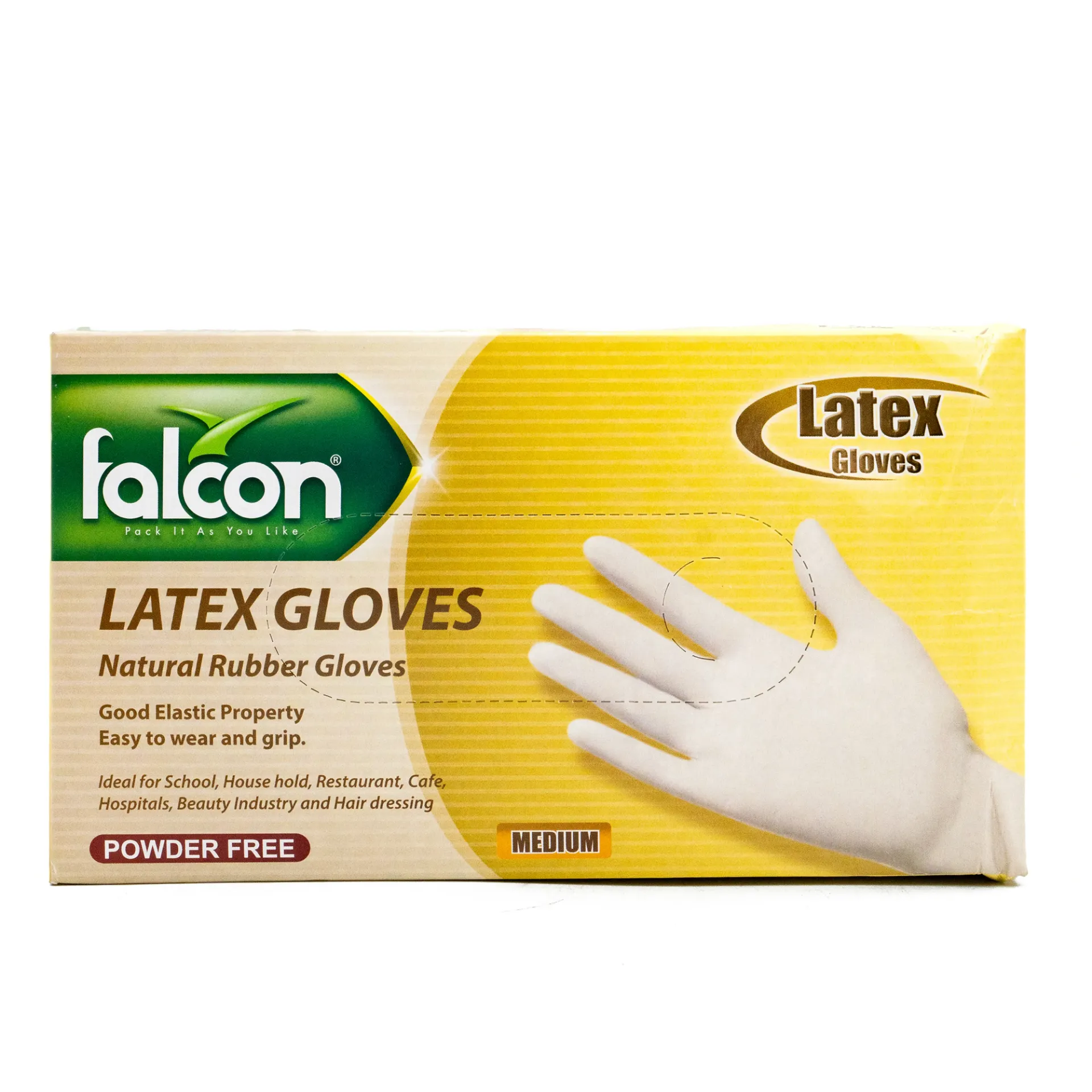 [203174] FALCON LATEX GLOVES POWDER FREE MEDIUM 100PCS