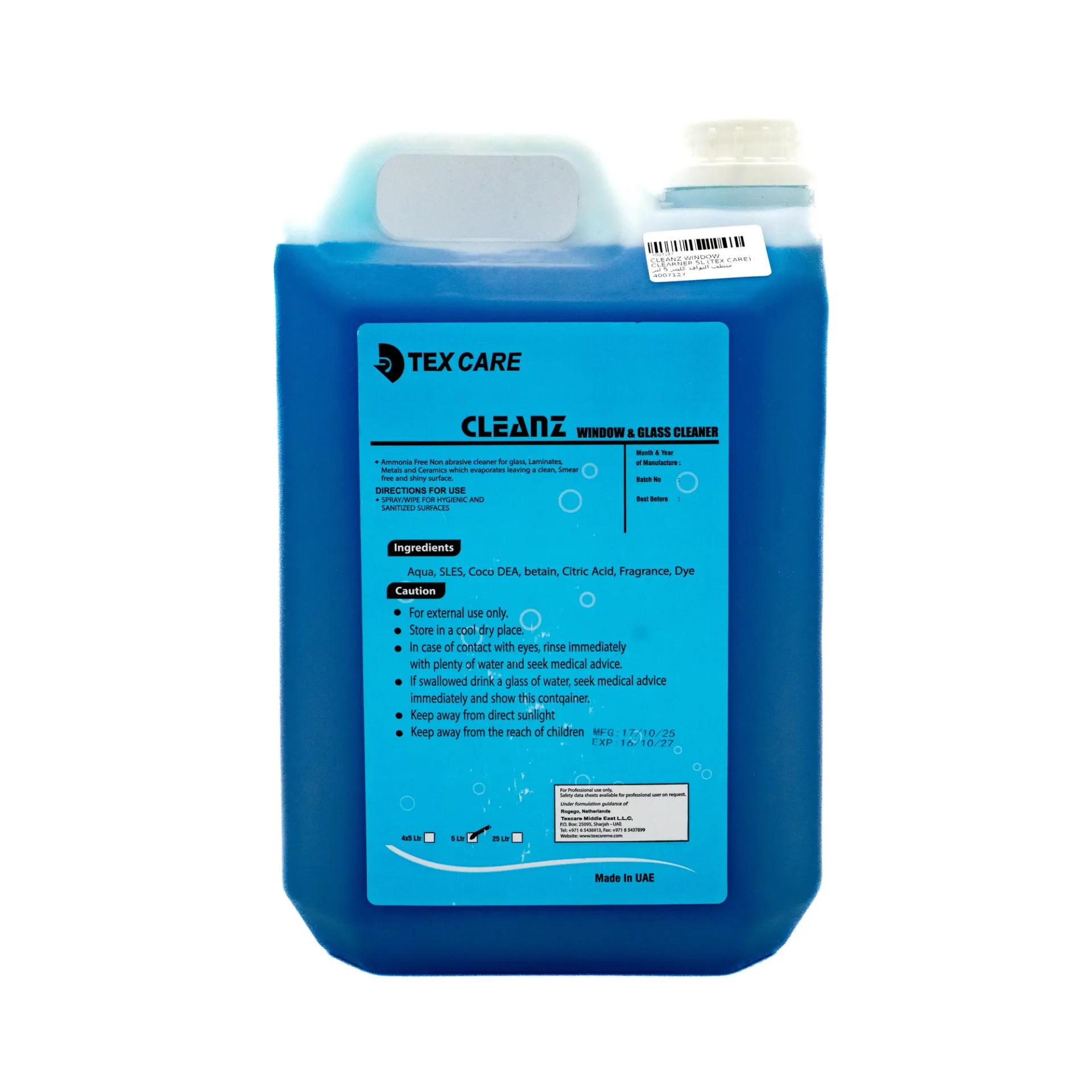CLEANZ WINDOW CLEARNER 5L (TEX CARE)