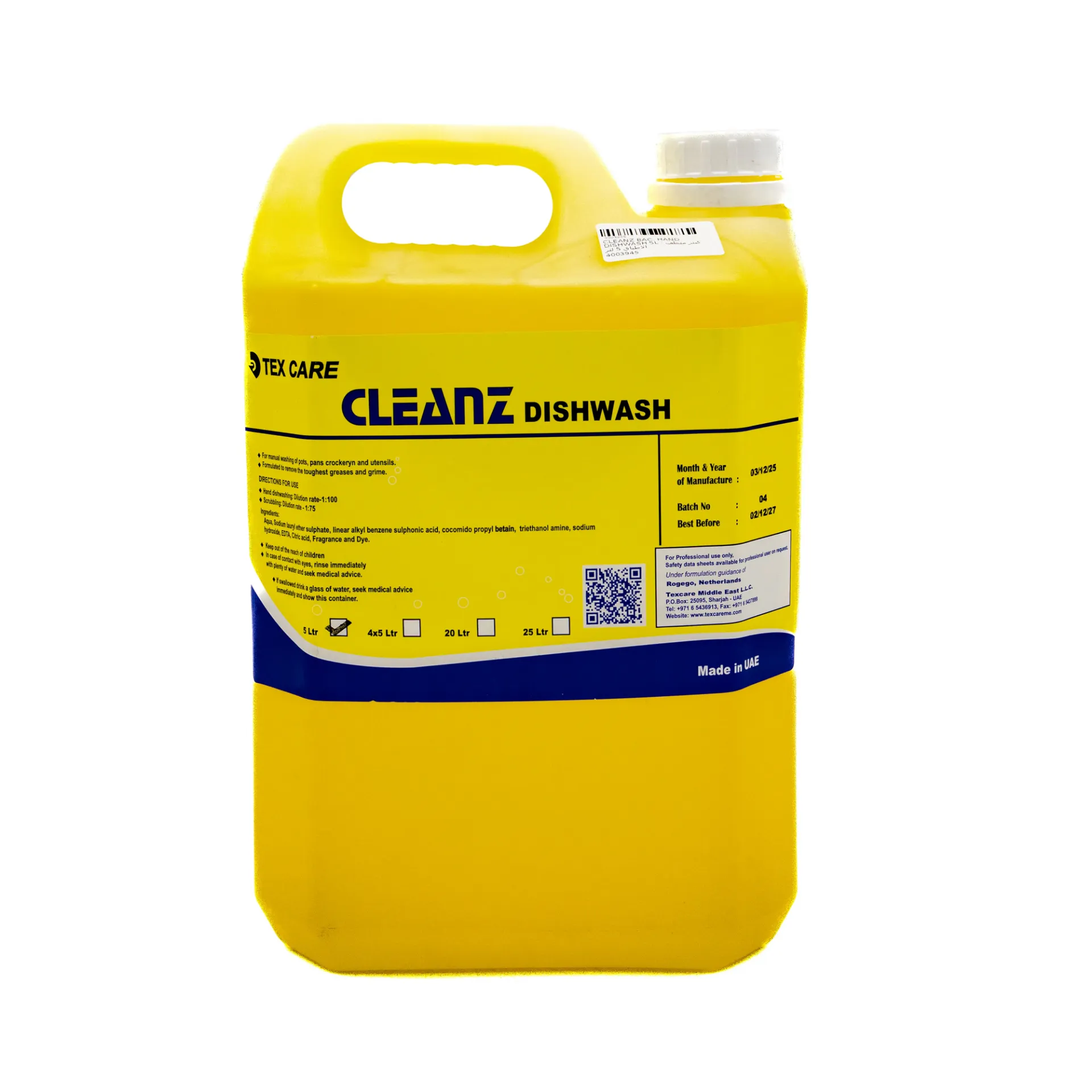 CLEANZ BACTERIAL HAND DISHWASH 5L