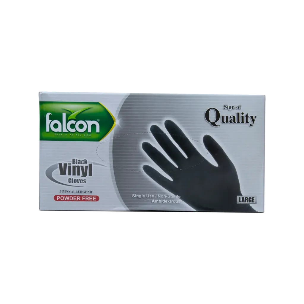 [203201] FALCON VINYL GLOVES BLACK PF LARGE