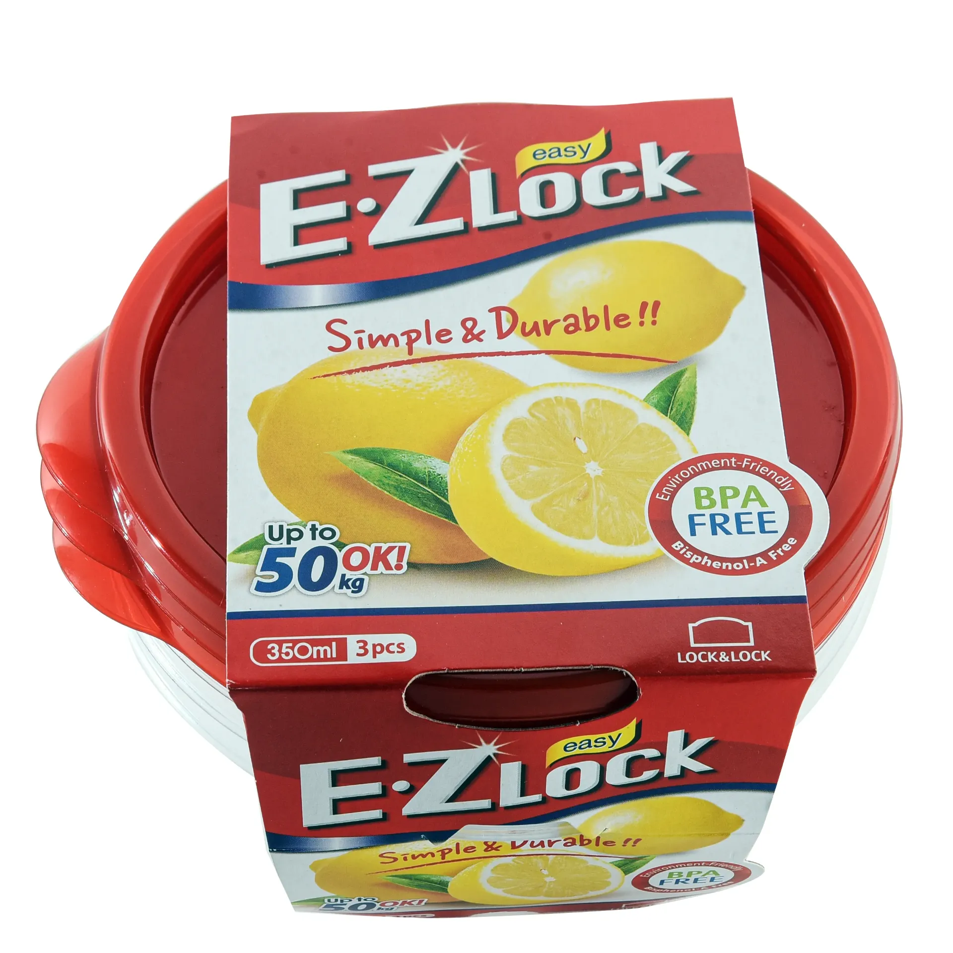 L&L EZ LOCK ROUND CONTAINER 350ML 3PCS