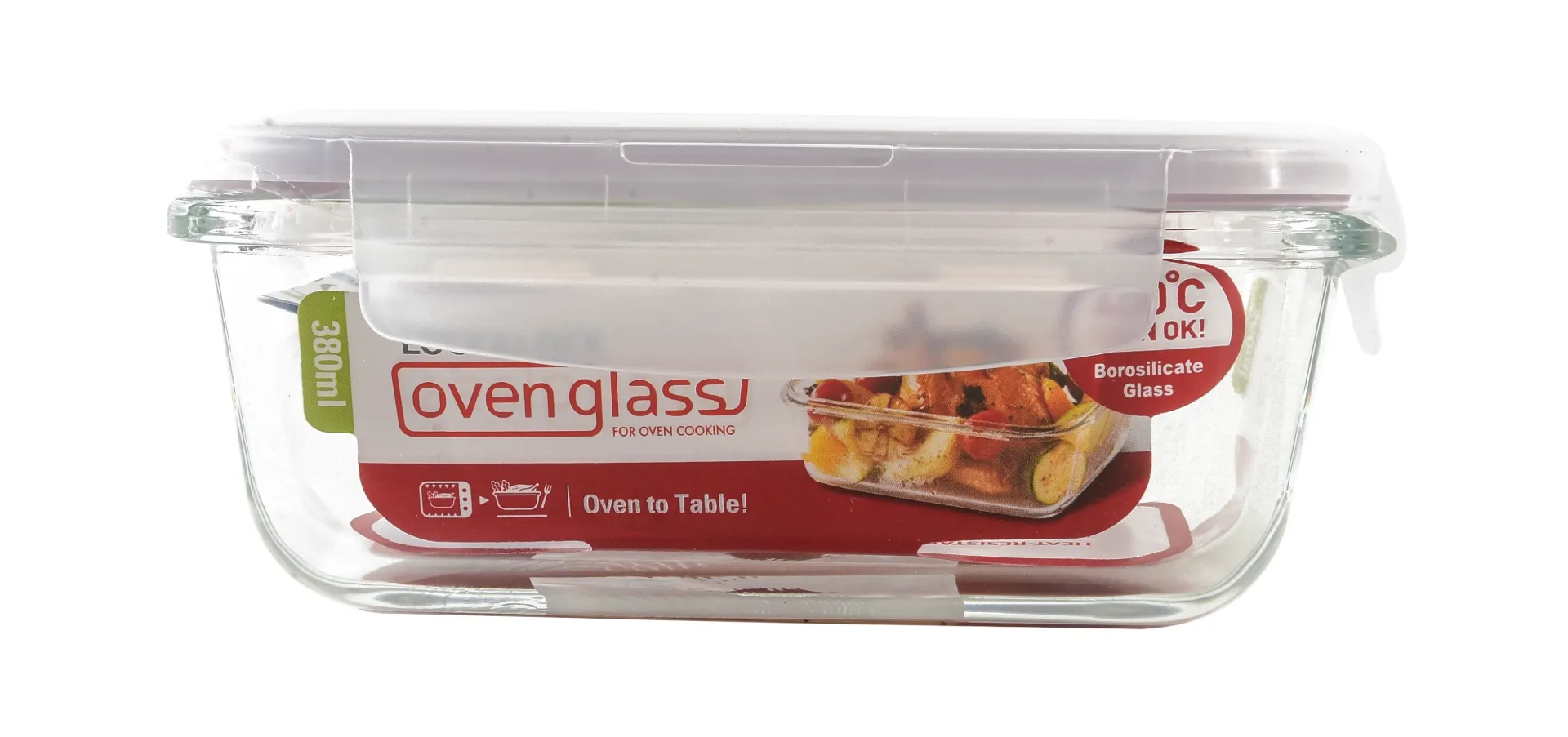 L&L OVEN GLASS RECTANGLE W/ LID 380ML