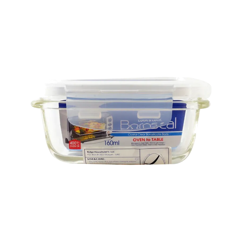 [LNL-0068 LLG 413-N] L&L OVEN GLASS RECTANGLE W/ LID 160ML