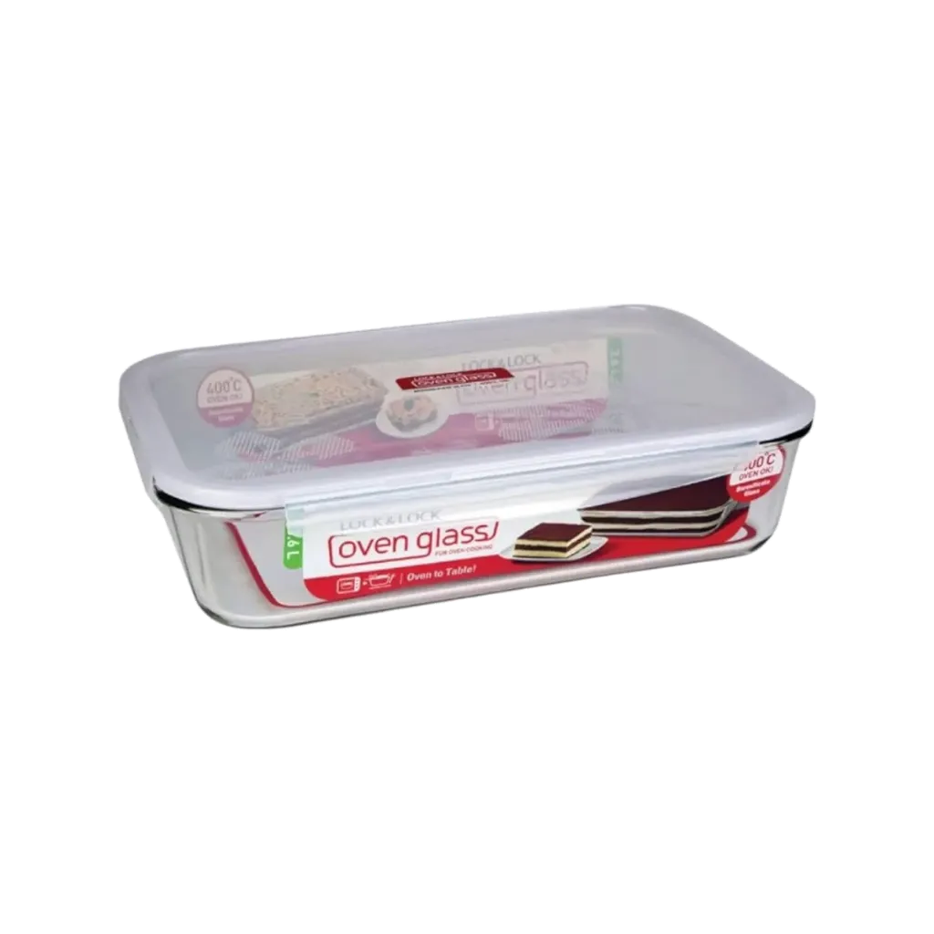 [LNL-0074 LLG 472-N] L&L OVEN GLASS RECTANGULAR W/ LID 3.6L