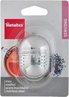 [253800-N] METALTEX STAINLESS STEEL TEA INFUSER W/ CHAIN 40X54MM