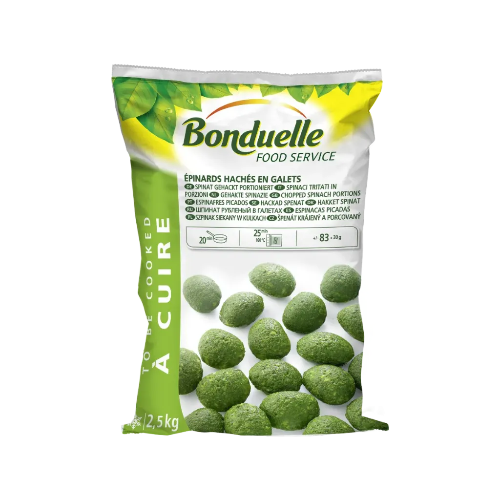 [44326] BONDUELLE LEAF SPINACH CHOPPE PORTIONS 2.5KG